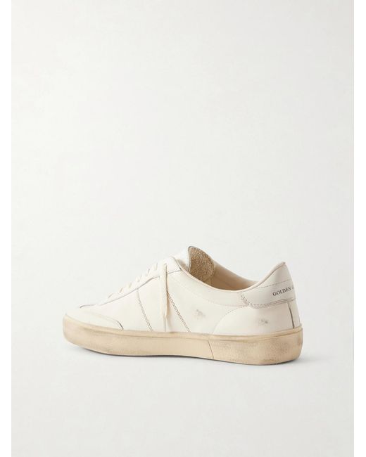 Golden Goose Deluxe Brand White Soul-star Distressed Leather Sneakers for men