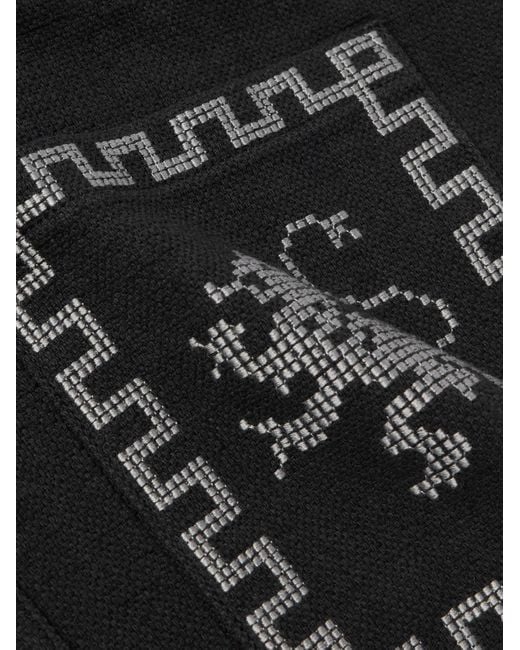 Neighborhood Jacke aus einer Baumwoll-Leinenmischung mit Stickereien in Black für Herren