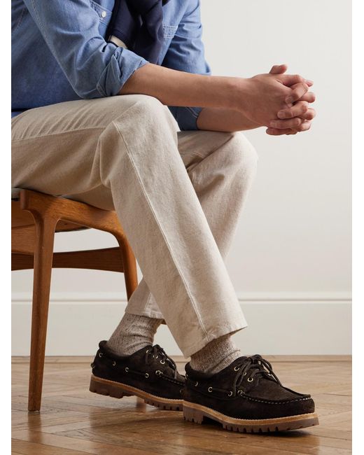 Officine Creative Brown Heritage Flexi 001 Suede Boat Shoes for men