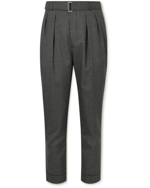 Officine Generale Gray Pierre Straight-leg Belted Pleated Wool Suit Trousers for men