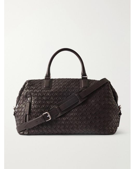 Officine Creative Black Armor/019 Woven Leather Weekend Bag for men