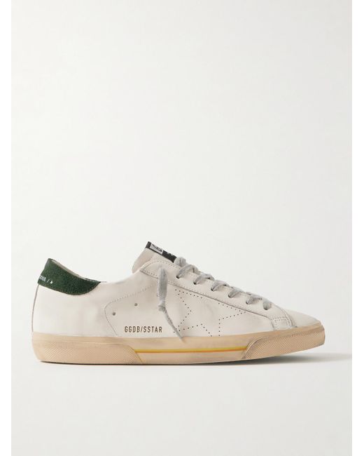 Golden Goose Deluxe Brand White Superstar Suede-trimmed Distressed Leather Sneakers for men