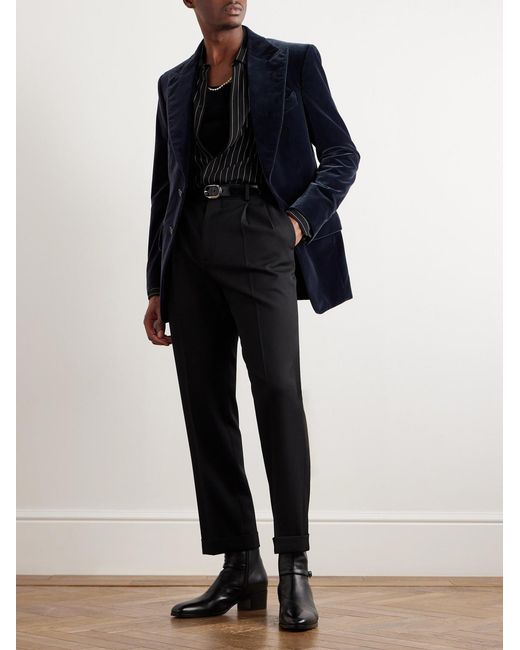 Tom Ford Blue Atticus Slim-Fit Cotton-Velvet Blazer for men