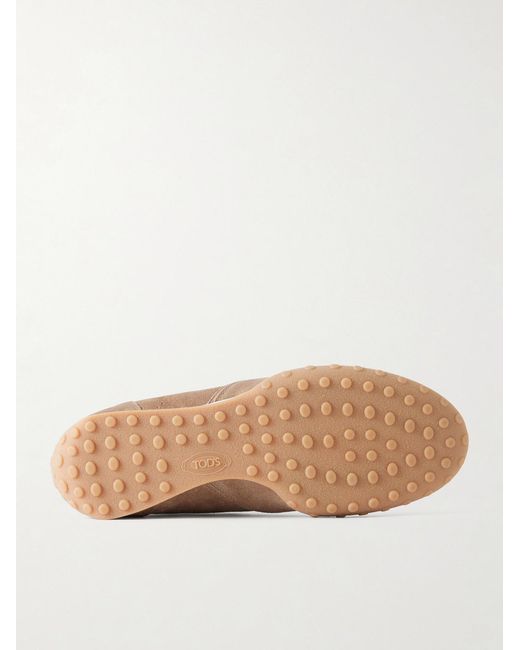 Tod's Brown Panelled Leather-Trimmed Suede Sneakers for men