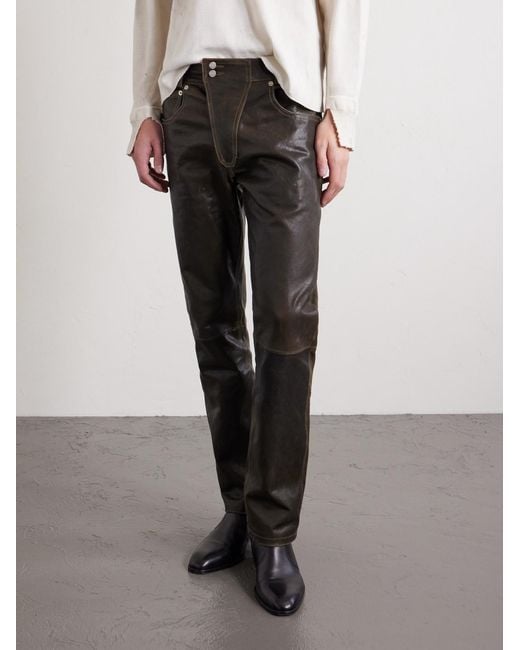 Enfants Riches Deprimes Gray Moto Fly Slim-Fit Straight-Leg Leather Trousers for men