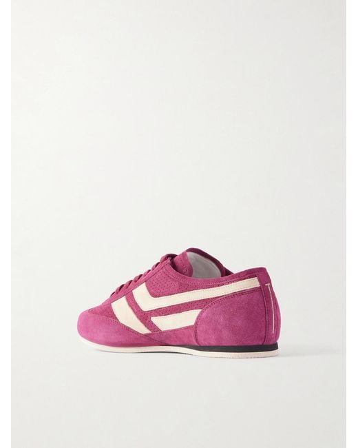 Tom Ford Purple Brook Perforated Suede Sneakers for men