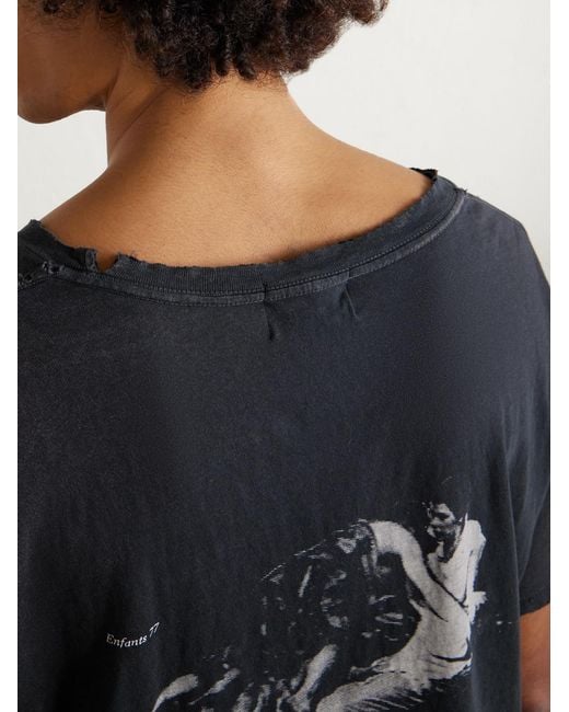 Enfants Riches Deprimes Blue Dans Le Pendaison Cropped Printed Cotton-Jersey T-Shirt for men