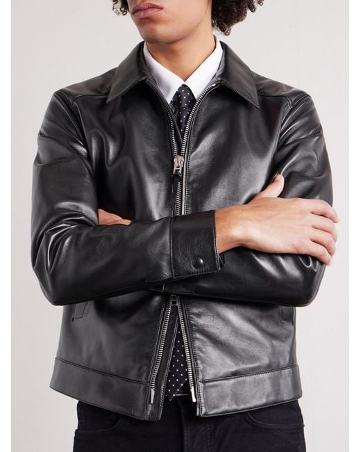 Tom Ford Black Slim-Fit Leather Jacket for men