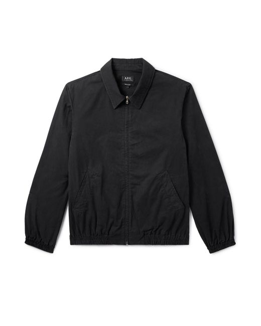 A.P.C. Black Gilbert Logo-embroidered Cotton-twill Blouson Jacket for men
