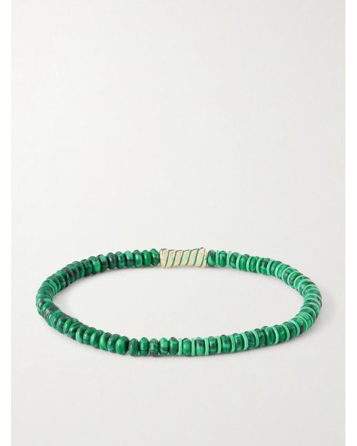 Luis Morais Green 14-Karat Malachite Beaded Bracelet for men