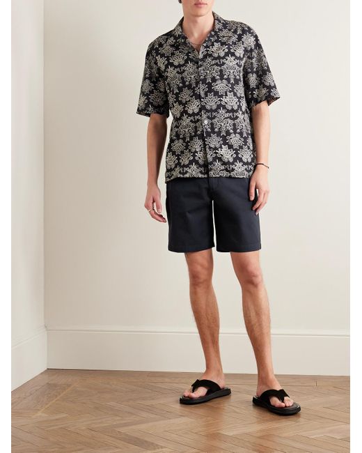 Club Monaco Blue Maddox Straight-leg Cotton-blend Twill Shorts for men