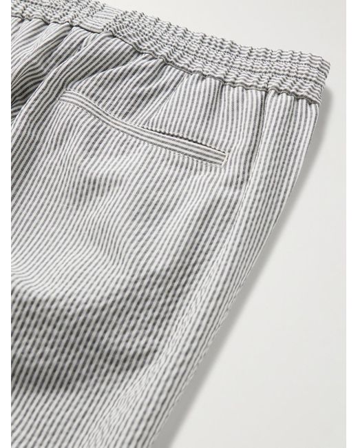 Loro Piana Gray Slim-Fit Straight-Leg Striped Wool-Blend Seersucker Trousers for men