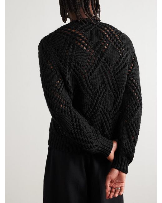 Jil Sander Black Open-knit Wool Sweater for men