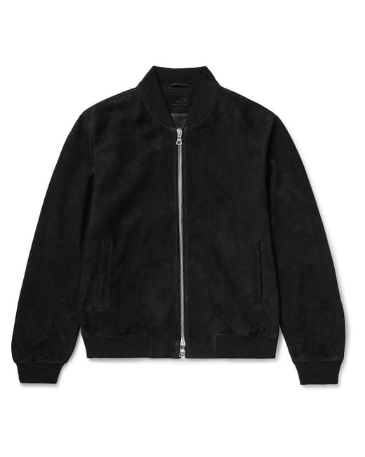 Mr P. Black Suede Bomber Jacket for men