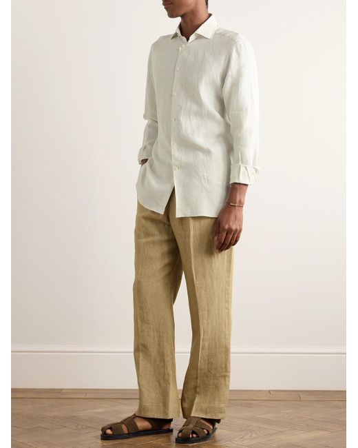 Zegna Natural Striped Oasi Linen Shirt for men