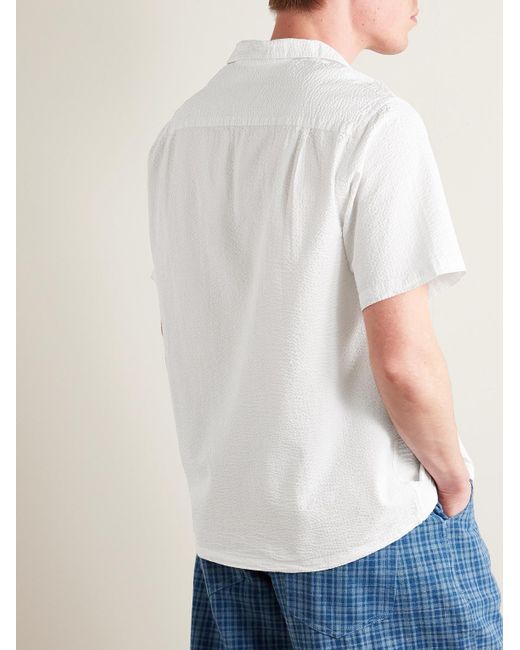 Portuguese Flannel Atlantico Hemd aus Baumwoll-Seersucker mit wandelbarem Kragen in White für Herren
