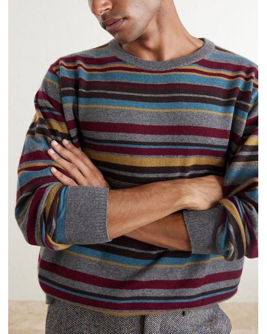 Dries Van Noten Blue Muroli Striped Cashmere Sweater for men