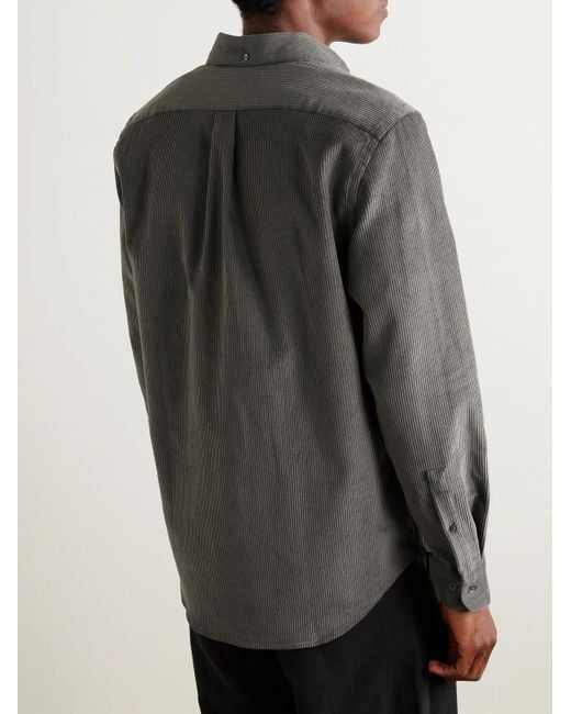 Portuguese Flannel Gray Lobo 2.0 Button-down Collar Cotton-corduroy Shirt for men