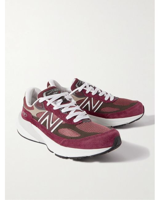 New Balance Red 990v6 Leather-trimmed Suede And Mesh Sneakers for men