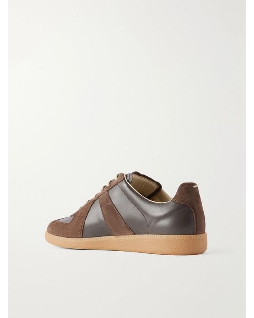 Maison Margiela Brown Replica Leather And Suede Sneakers for men