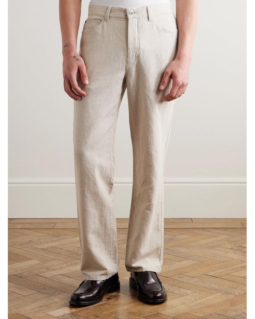 Mr P. Natural Edward Straight-Leg Linen And Cotton-Blend Trousers for men