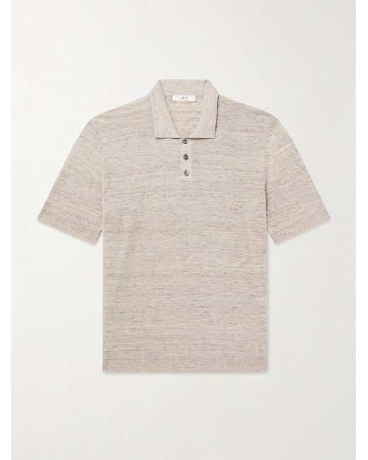 Mr P. White Linen And Cotton-Blend Polo Shirt for men