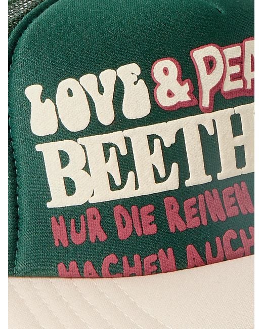 Kapital Love & Peace and Beethoven bedruckte Baseballkappe aus Neopren und Mesh in Green für Herren