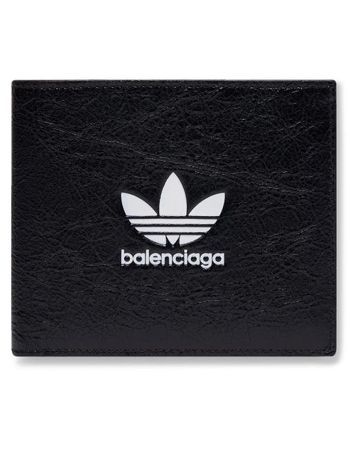 Balenciaga Adidas Logo-print Textured-leather Billfold Wallet in Black for  Men | Lyst