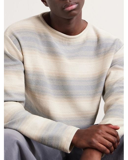 Auralee White Dégradé Striped Cotton And Silk-Blend Sweater for men