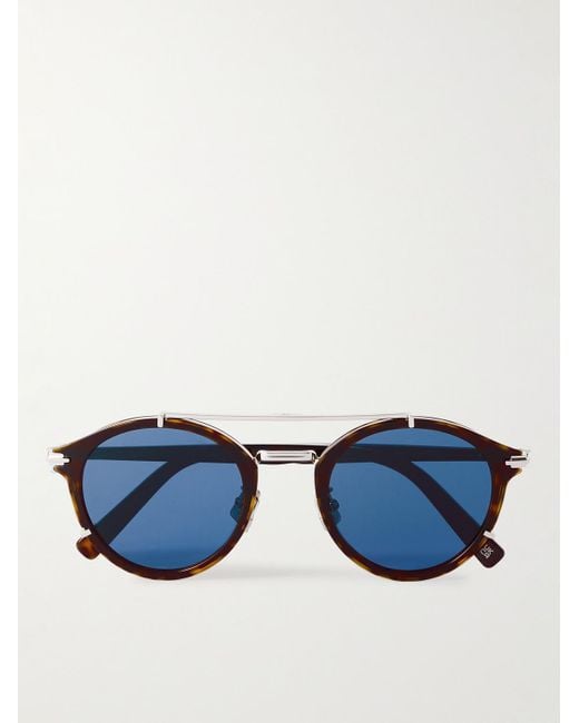 Dior Blue Blacksuit R7u Acetate And Silver-tone Round-frame Sunglasses for men
