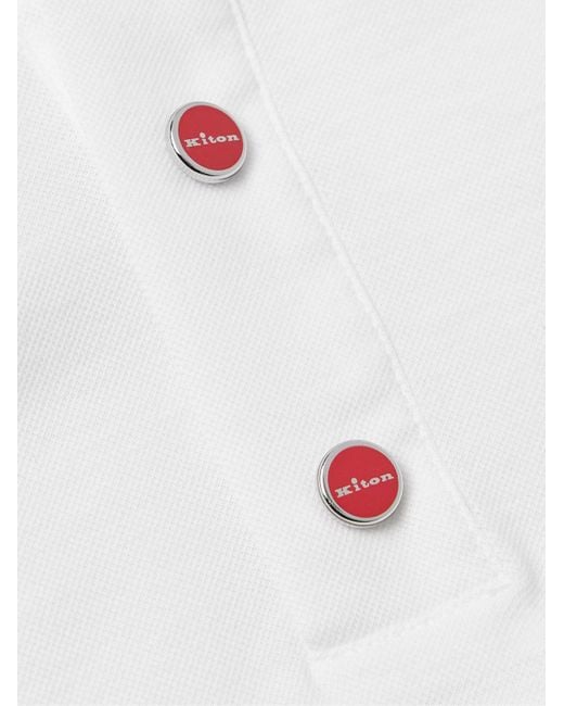 Kiton White Cotton-Piqué Polo Shirt for men