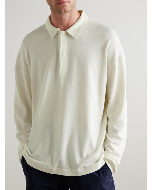 SSAM White Cotton And Silk-Blend Piqué Rugby Shirt for men