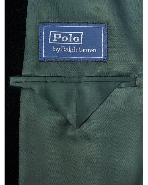 Polo Ralph Lauren Blue Double-Breasted Linen-Blend Velvet Blazer for men