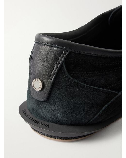 Dolce & Gabbana Black Leather-Trimmed Suede Sneakers for men