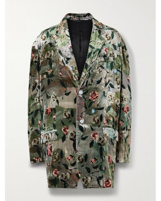 Acne Green Jenko Oversized Unstructured Floral-print Velvet Blazer for men