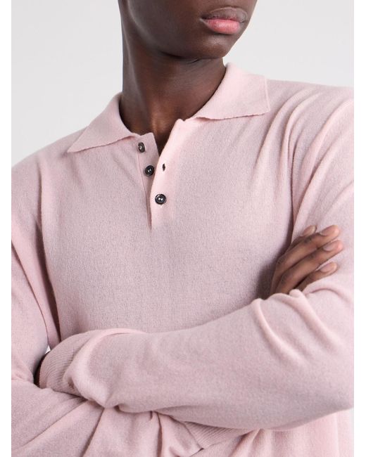 Slowear Pink Cashmere-Blend Polo Sweater for men