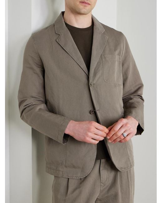 Mr P. Brown Unstructured Garment-Dyed Organic Cotton And Linen-Blend Suit Jacket for men