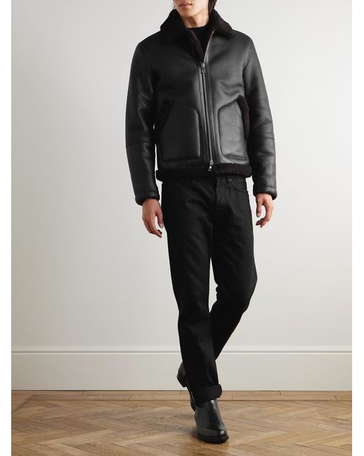 Mr P. Black Shearling Jacket for men
