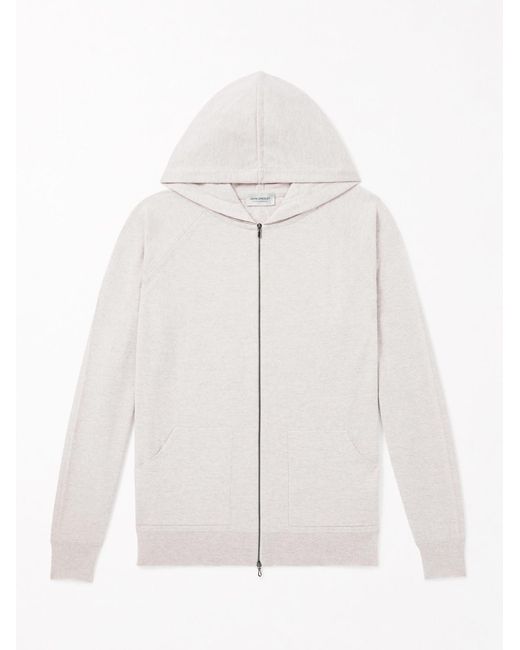 John Smedley White Carty Merino Wool Zip-up Hoodie for men
