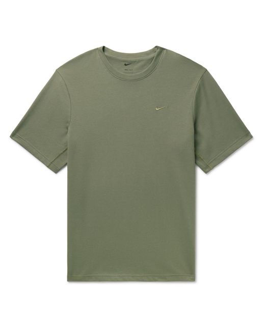 Nike Green Primary Logo-embroidered Cotton-blend Dri-fit T-shirt for men