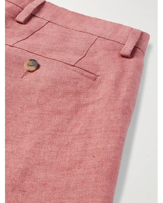 Mr P. Pink Phillip Tapered Linen Suit Trousers for men