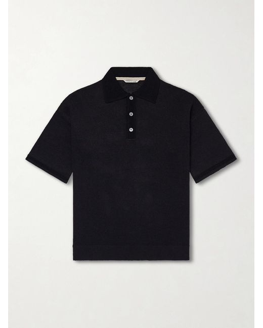 A Kind Of Guise Blue Open-Knit Organic Cotton And Linen-Blend Polo Shirt for men