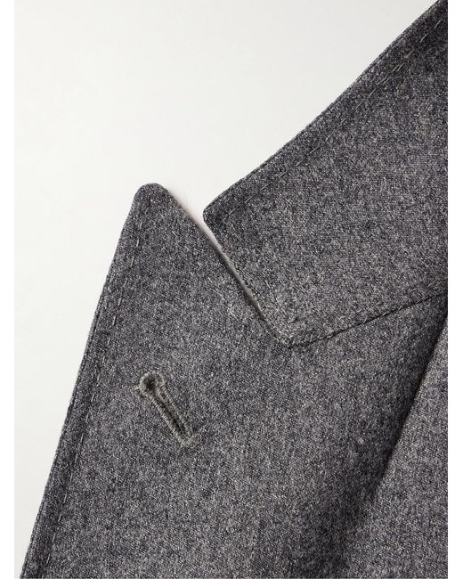 Canali Gray Kei Slim-Fit Double-Breasted Wool-Flannel Blazer for men