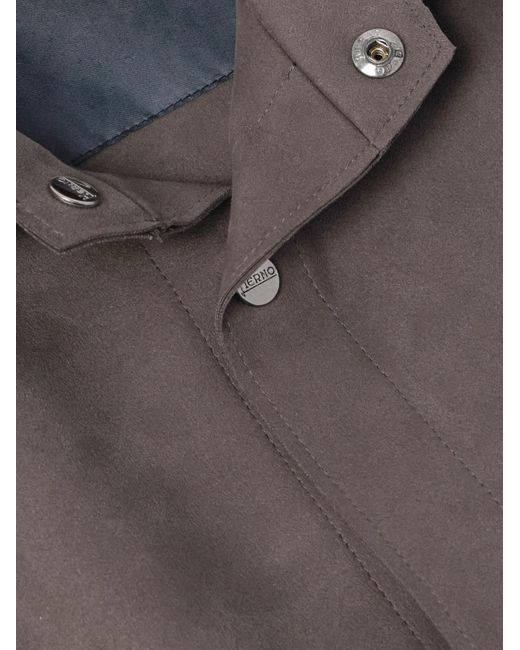 Herno Gray Faux Suede Overshirt for men