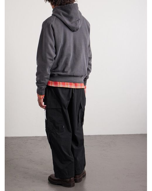 Neighborhood Black Wide-leg Cotton-blend Ripstop Drawstring Cargo Trousers for men