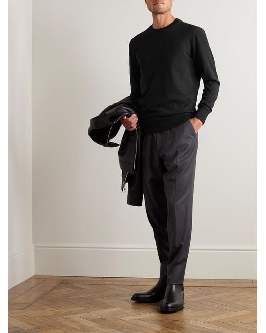 Mr P. Black Merino Wool Sweater for men