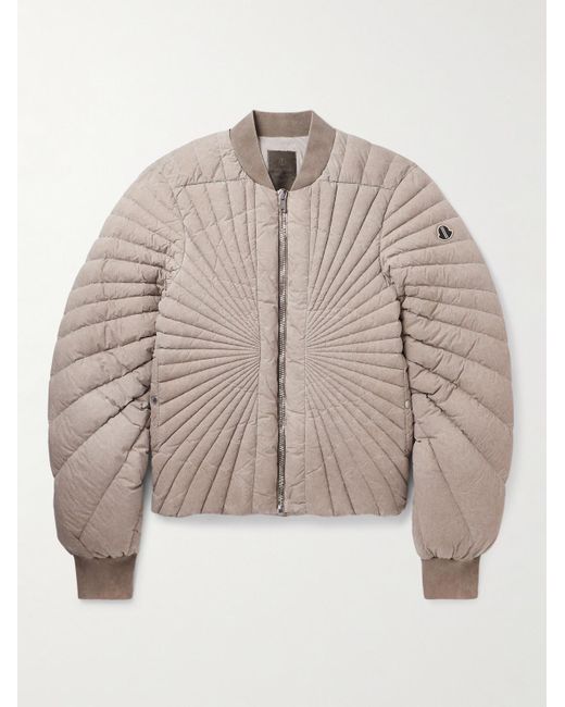 Rick Owens Natural Moncler Radiance Quilted Shell Down Jacket for men
