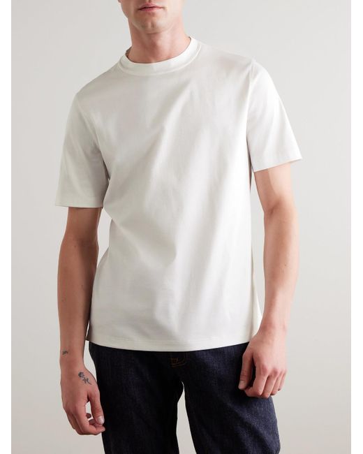 Brunello Cucinelli White Cotton Jersey Crew T-Shirt for men