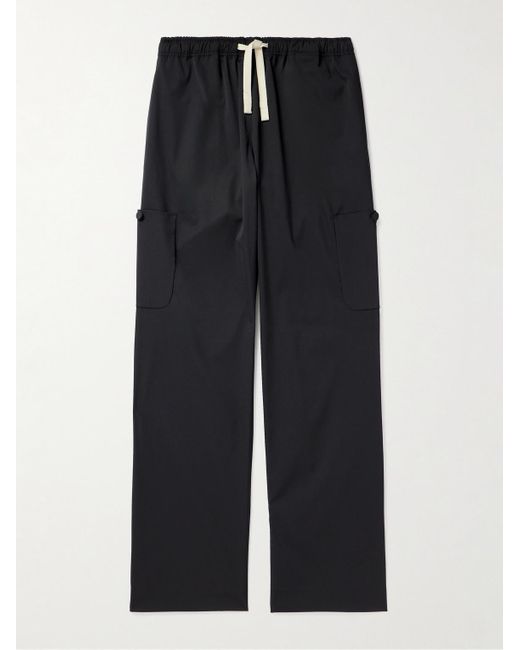 Palm Angels Black Wide-leg Twill Drawstring Cargo Trousers for men
