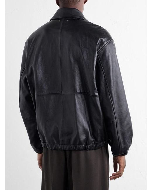 Ssstein Black Leather Jacket for men